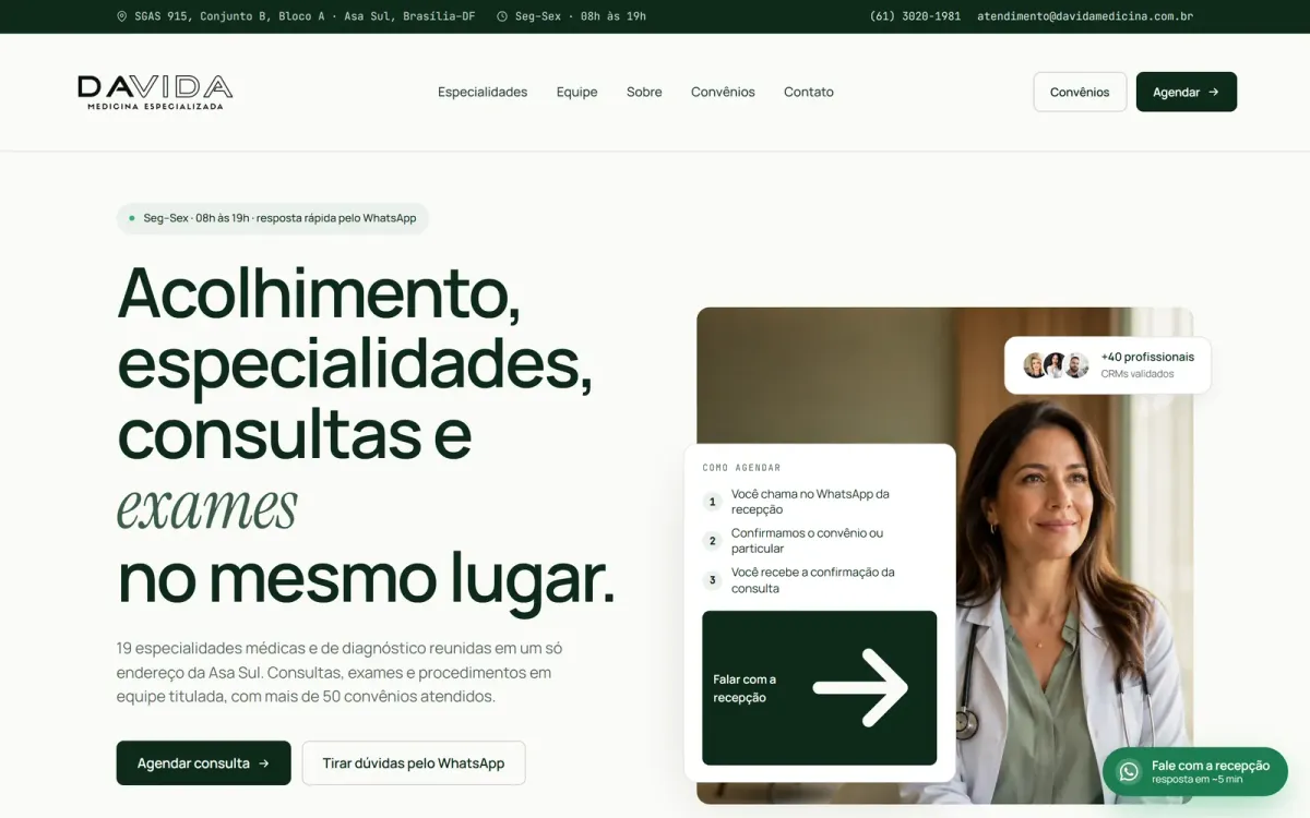 Site Davida Medicina desenvolvido pela Moggy Cloud Agency