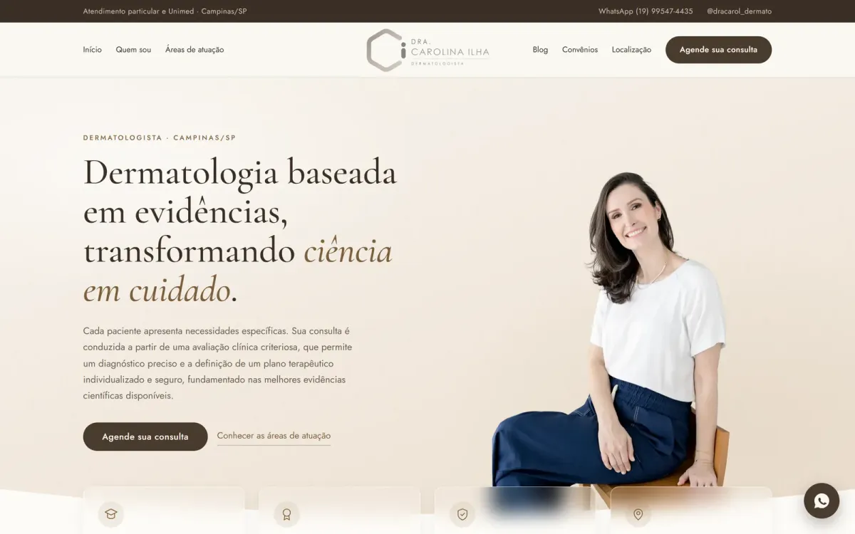 Site Dra. Carolina Ilha desenvolvido pela Moggy Cloud Agency