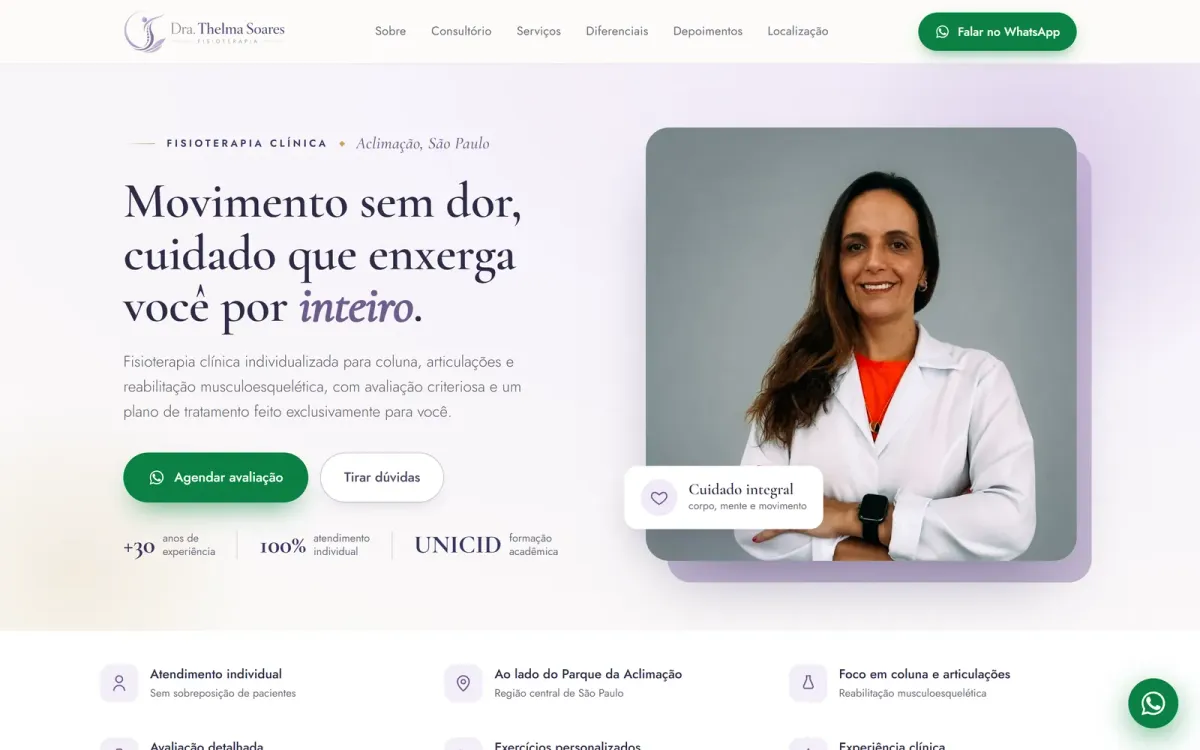 Site Dra. Thelma Soares desenvolvido pela Moggy Cloud Agency