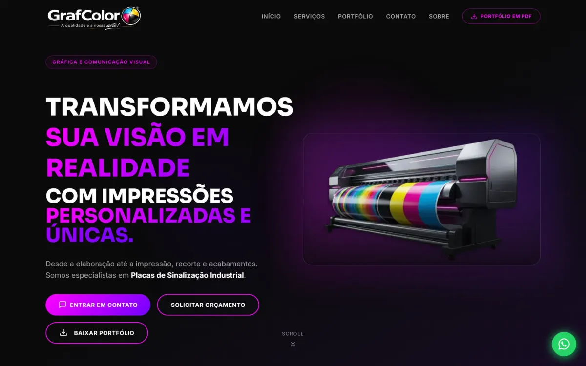 Site GrafColor ACZ desenvolvido pela Moggy Cloud Agency