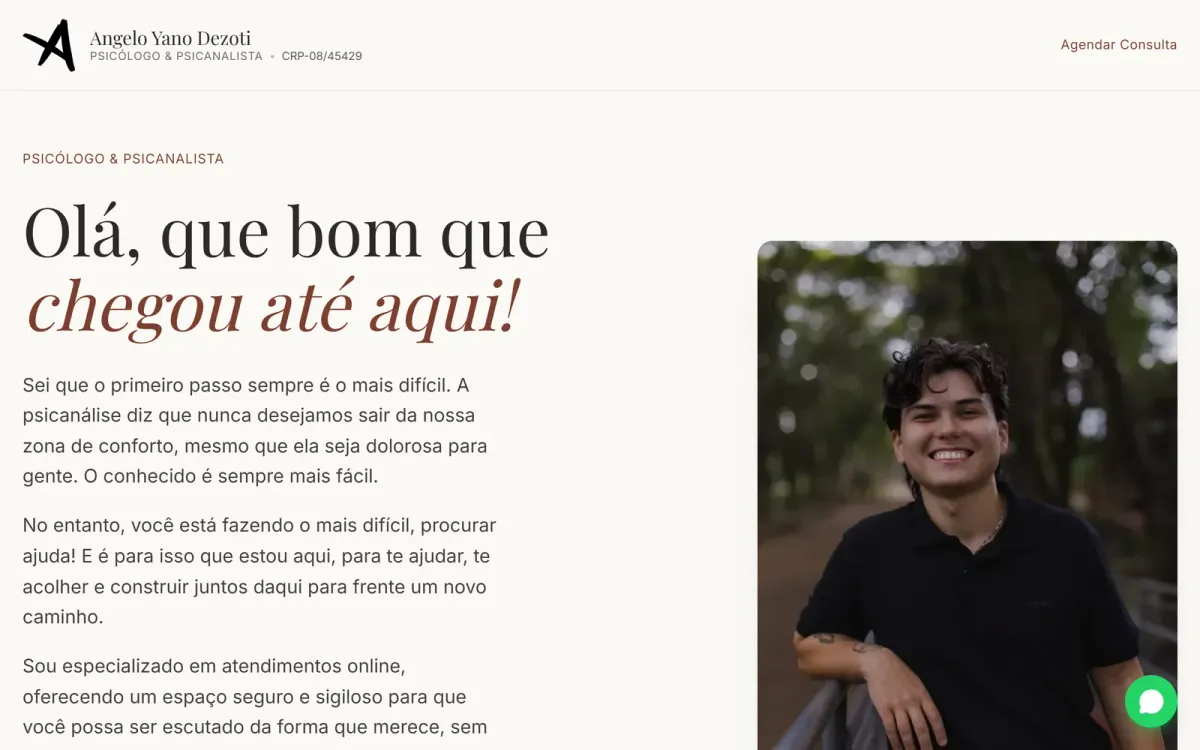 Site Psicólogo Ângelo desenvolvido pela Moggy Cloud Agency