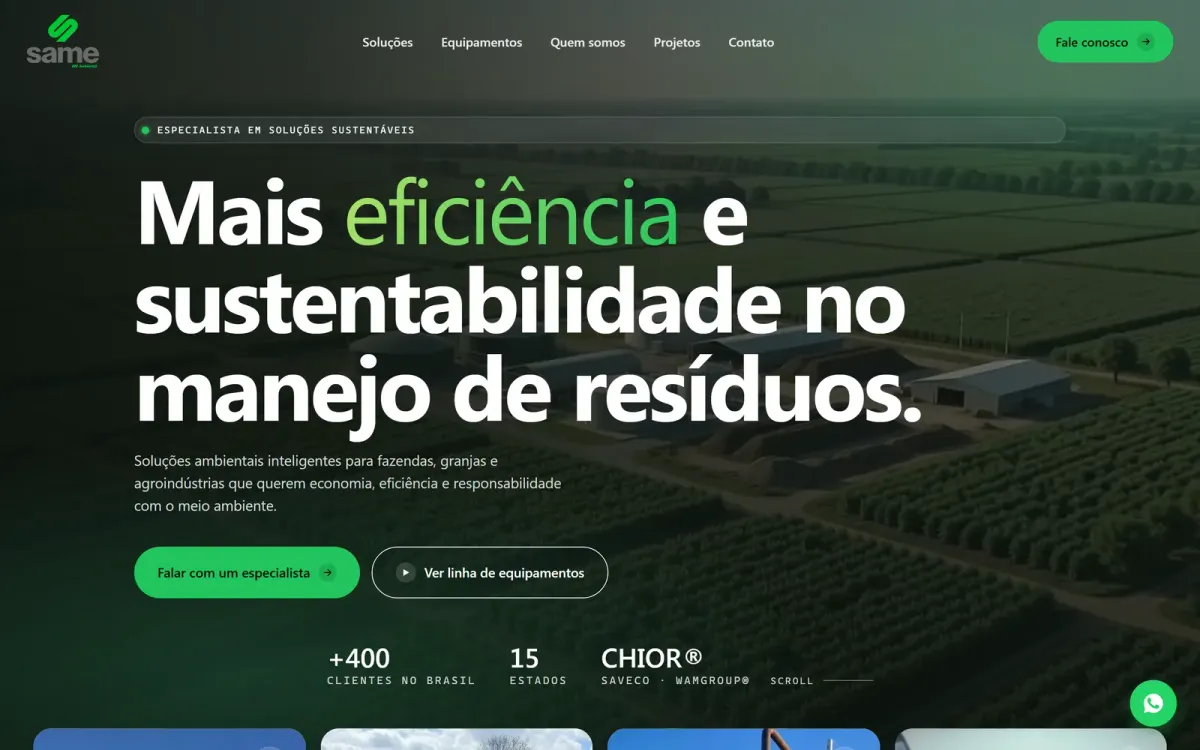 Site SAME Ambiental desenvolvido pela Moggy Cloud Agency